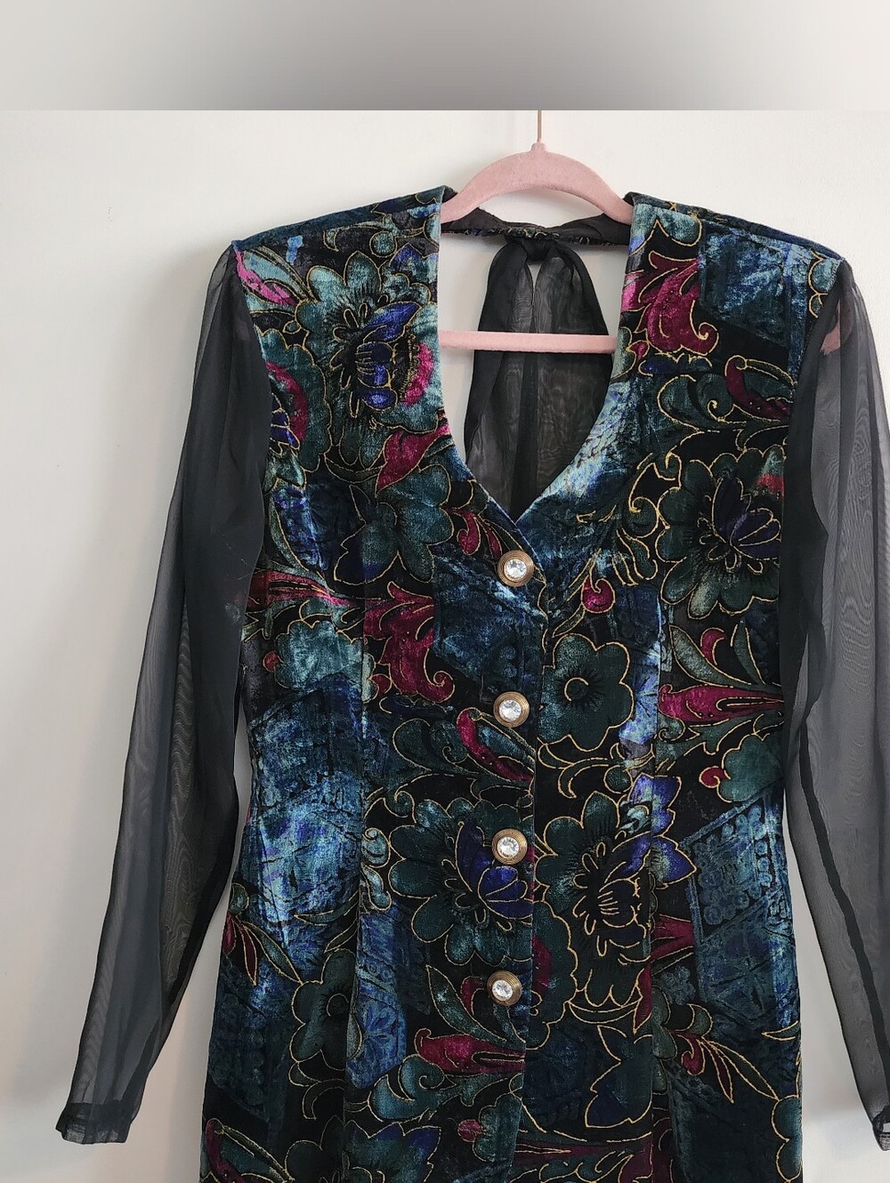 Ramage Vintage Velvet Floral Button-Front Women's Jacket/Blazer Size M